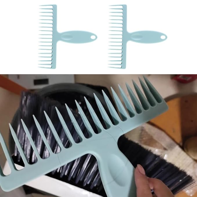 2 Pack Broom Cleaning Tool Hair Removal Comb Cleaner for One Sweep Broom Commercial Dust Mop Floor Sweeper Stand Up Broom Upright Dustpan Combo Set Removing Hair Dust on Brooms