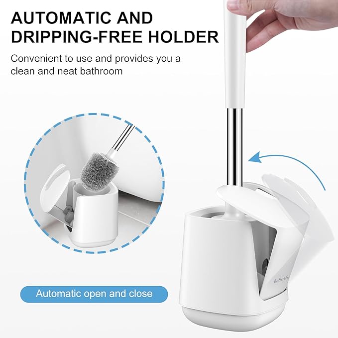 SetSail Toilet Brush 4 Pack Toilet Bowl Brush and Holder Toilet Cleaner Brush with Nylon Bristles Ventilated Toilet Brushes for Bathroom with Holder for Toilet Scrubber Cleaning, Pure White