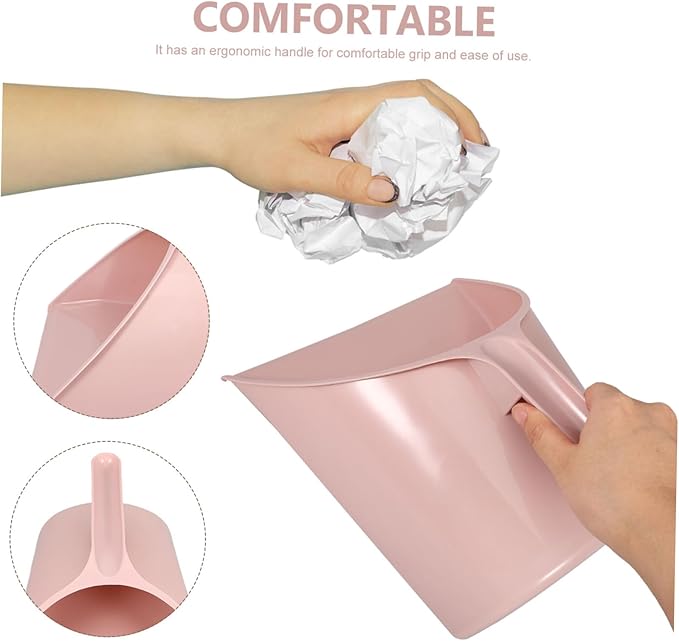 PRETYZOOM Ergonomic Handheld Dustpan Pink Long Handle Dust Pan Only for Room Office Portable Trash Shovel