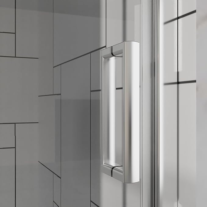 Frameless Bi-Fold Shower Door 32" W x 72" H, 1/4" Clear Tempered Glass, Folding Swing Design, Reversible Installation, Chrome Finish, Space-Saving Glass Shower Door for Small Bathrooms