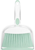 Mini Broom and Dustpan Set Small Broom with Dustpan Combo Set Portable Cleaning Tools for Home Office RV Learning Camping (White+Green)