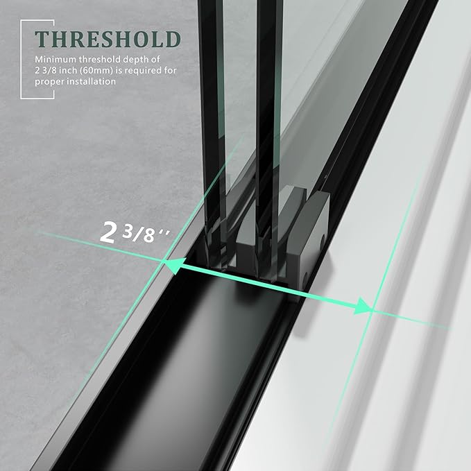 Glass Shower Door,50-54 x 72 inch Bathroom Sliding Door with 1/4'' Clear Tempered Glass,Double Sliding for Walk-in Semi-Frameless Black Shower Door Silent Glide Technology Reversible Door
