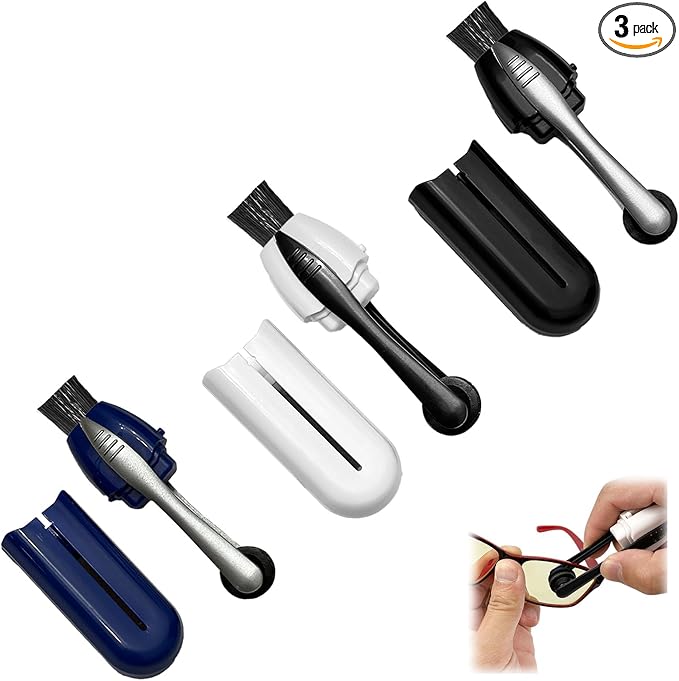 3Pcs Portable Eye Glasses Cleaner, Efficient and Durable Carbon Microfiber Technology, Lens Cleaner with Carbon Microfiber Tech and Mini Sunglasses Brush Cleaning Tool Kit