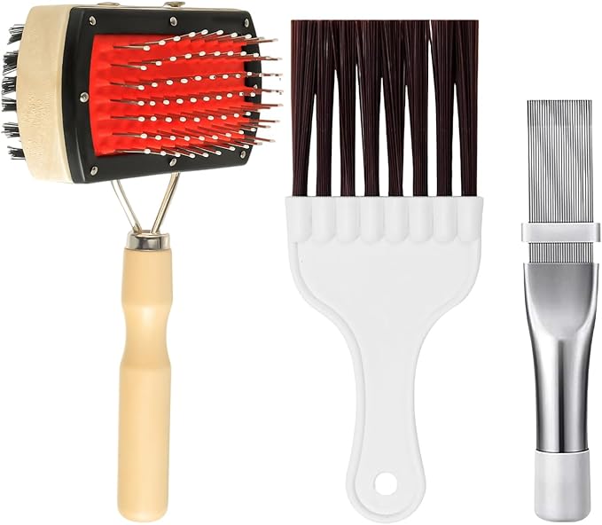 BOJACK Air Conditioner Condenser Fin Cleaning Brush Kit, Fridge Coil Cleaning Brush Supplies, Evaporator Radiator Fin Repair & Fridge Cleaning Tool, Stainless Steel HVAC Coil Cleaner for AC(Pack of 3)
