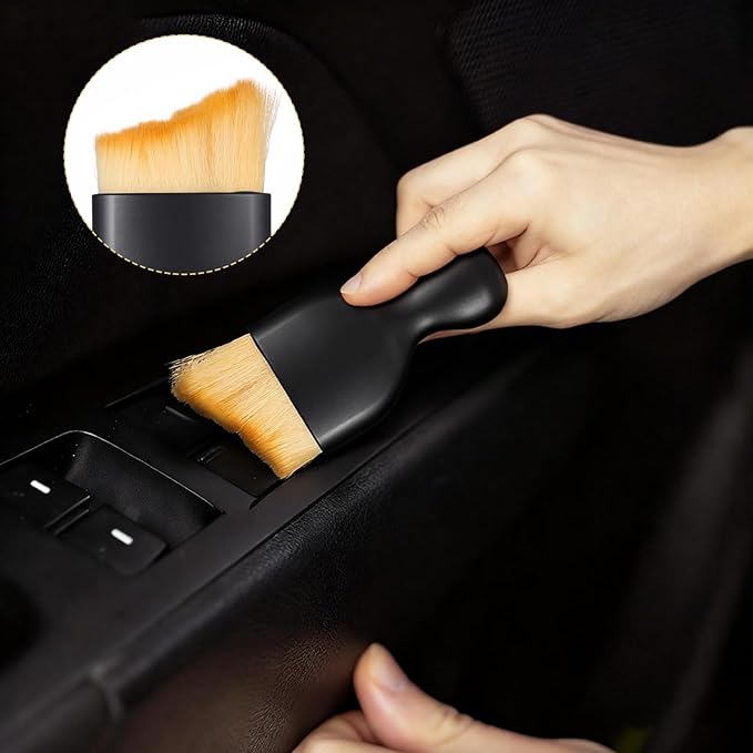 4 PCS Soft Bristle Car Interior Brush, Curved Design Cars Duster Interiors Detail Brushes Car Interior Detailing Brush Cleaning Tool with Cover for Dashboard Interiors Exterior Keyboard Leather