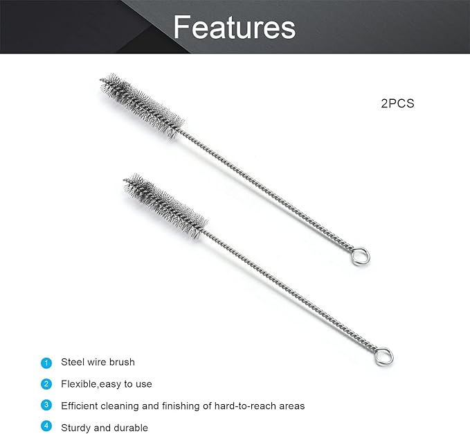Utoolmart Steel Wire Cleaning Brush - Spiral Power Cleaner, 0.8 x 12 inch, 2-pack