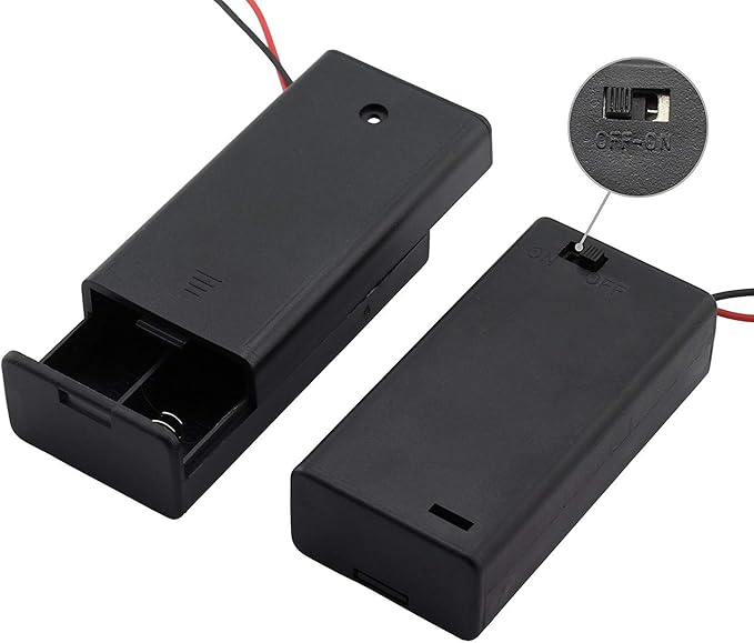 6 Pieces 2 Slots x 1.5V AA Battery Case Holder Battery Spring Clip Storage Box Wire Leads with On/Off Switch