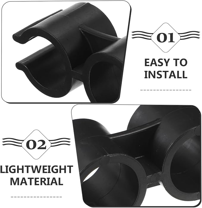 VOSAREA 4PCS Double Pipe Clamp Plastic Top Pole Clips Holder for Dustpan and Broom Connection Inner Tube Fastener for Boat and Home Use Pole Clamps Accessories