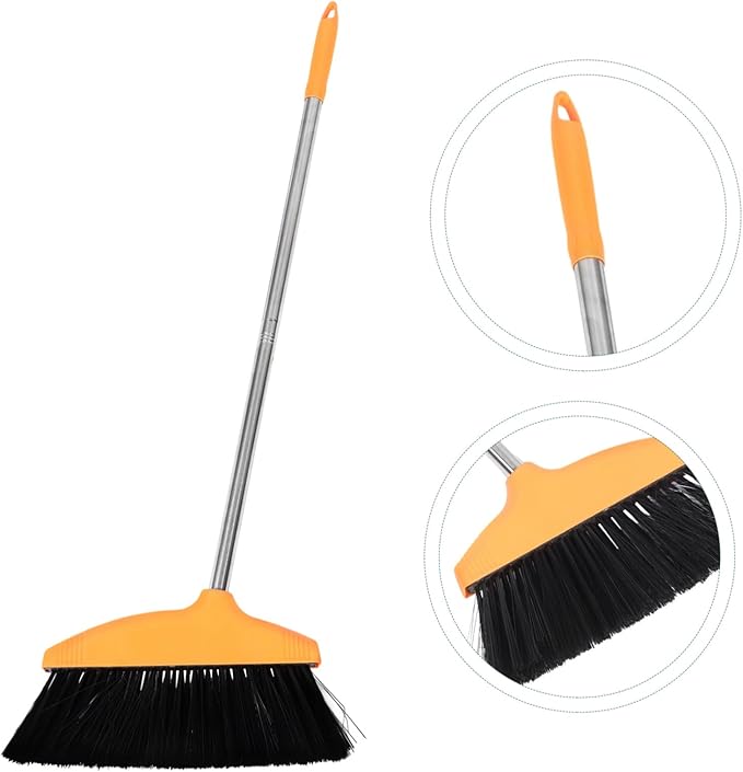 Amosfun Soft Bristle Broom with Long Handle Heavy Duty Indoor and Outdoor Sweeping Broom for Home Cleaning Non-Stick for Kitchen and Garage