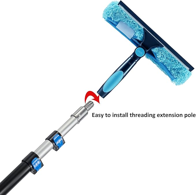 11" Window Squeegee and Microfiber Scrubber 2-in-1 Combo Cleaning Tools (Attachement Only) (4)
