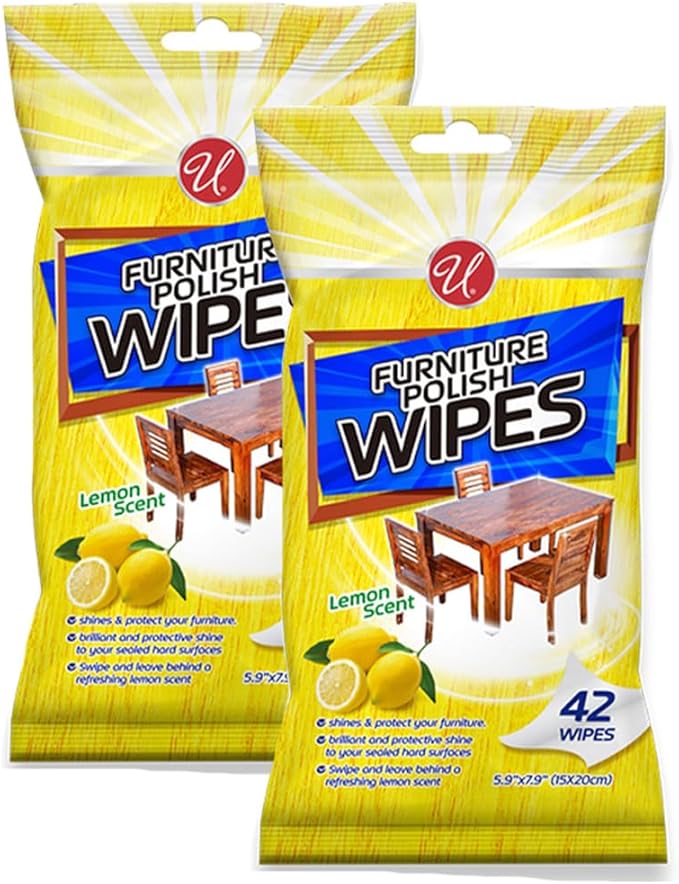84Pc Wood Cleaner Polishing Wipes Shine Protect Furniture Doors Lemon Scent 2Pk Pleasant Lemon Scent Brilliant Shine Use on Nonporous Surface Safe Doors Furniture Cabinets Wood Kitchen Bathroom