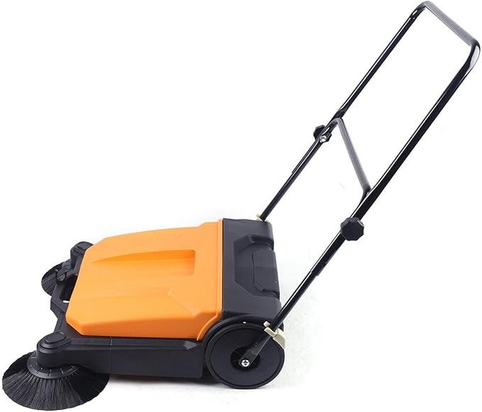 Industrial Floor Sweeper 26" 15L Hand-Push Sweeping Sweeper 360° Rotary Sweeper for Indoor Outdoor Orange