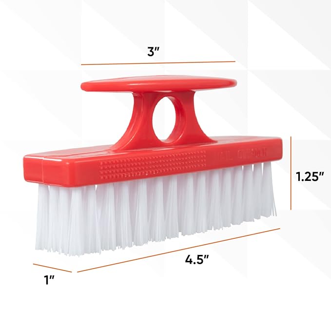 Nail Brush for Cleaning Fingernails, Nail Scrubber Brush, Toe Foot Hands Fingernail Brush Cleaner- Small Scrub Brush- All-Purpose Stiff Cleaning Brush (12 Pack, Red)