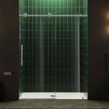 Woodbridge 56-60" W x 80" H Frameless Single Sliding Shower Door with Tempered Glass & Explosion Proof Film in Chrome Finish