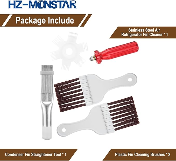 4 Pcs Air Conditioner Condenser Fin Cleaning Brush, Coil Condenser Brush AC Fin Comb, Stainless Steel Air Refrigerator Fin Cleaner Whisk Brush Evaporator Radiator Repair Tool, AC Coil Cleaner Brush