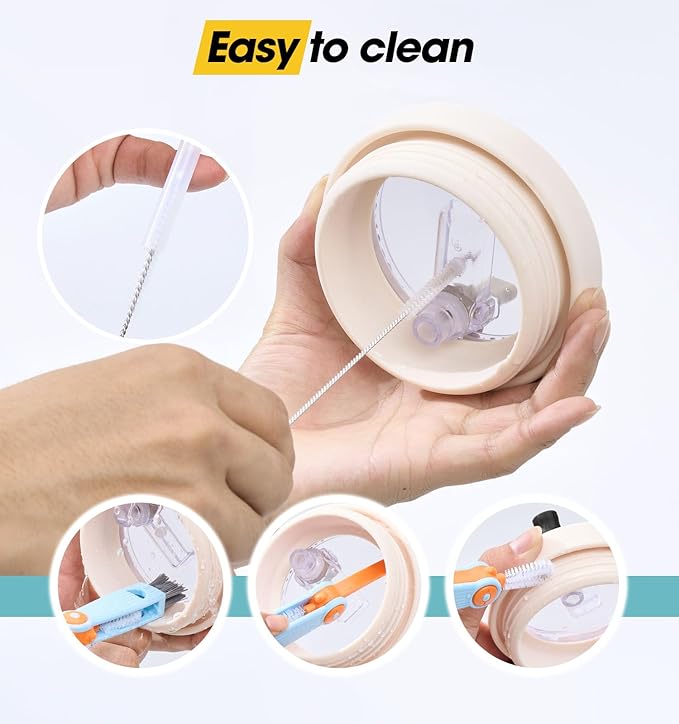 30oz Flip Straw Leak Proof Lid for Stanley Quencher,30 oz Tumbler Lid Replacement for Stanley Cup Accessories,No Spill Silicone Tumbler Lids with Cleaning Brush Set (Cream)