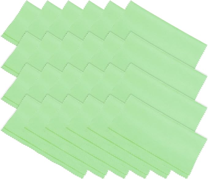 PATIKIL Eyeglass Microfiber Cleaning Cloth 7"x6", 24 Pack Glasses Cleaning Cloth Soft Suede Wipe Screen Cloth for Camera Lens Eyeglasses Screens in Individual Vinyl Pouch, Green