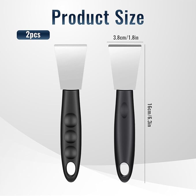 2 Pcs Stove Scraper Tool Stainless Steel Scraper Stove Top Scrapers Tool for Cleaning Small Scrapers Non Scratch Cooktop Applicable to Kitchen Window Glass Stoves Fridge Home Outdoor Cleaning