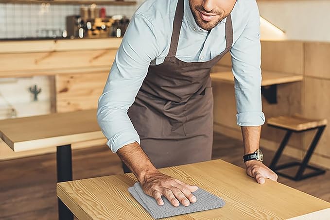 Softolle Bar Mop Towels, Pack of 12-16x19 Inches - 100% Cotton Super Absorbent Towels, Multi-Purpose for Home and Bar Cleaning (Silver Grey)