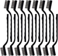 15 Pcs Mini Stainless Steel Wire Brush Set for Cleaning Welding Slag Rust, Wire Bristle Scratch Brush Set, Curved Handle Brushes