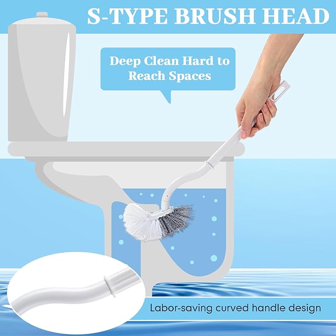 12 Pcs Curved Toilet Bowl Brush Bulk Bathroom Deep Cleaning Toilet Cleaner Scrubber Without Holder Handle Curved Brush Hanging Under Rim Household Cleaning for Bathroom(White)