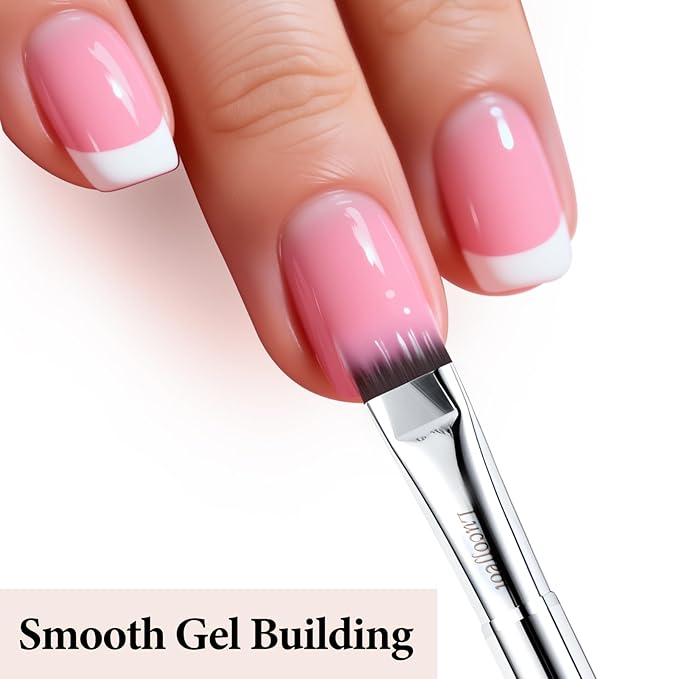Nail Art Brush,2-in-1 French Tip and Cuticle Cleanup Brush for Gel Polish,Professional Nail Tool with Wooden Handle（French F20）