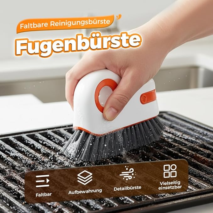 Window Groove Cleaning Brush,2026 Upgrade 2 in 1 Multifunction Hard Bristle Cleaning Brush with Hidden Scraper for Sliding Door Track, Window Sill, Window Seal (Grey 2PCS)