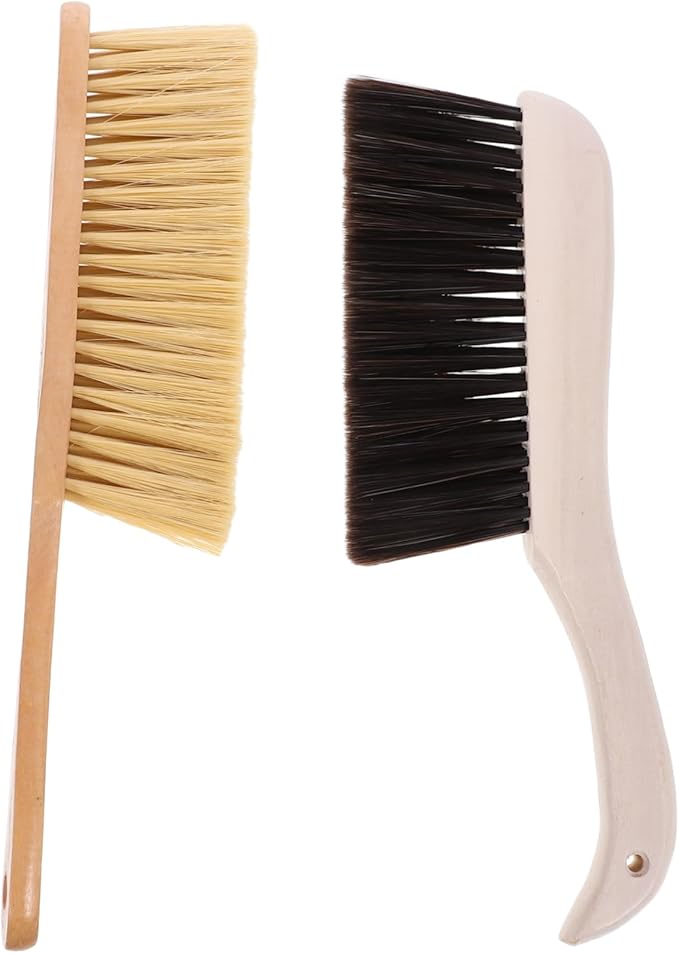 PRETYZOOM 2pcs Soft Bristle Hand Broom with Wooden Handle for Dust Cleaning Multi Use Cleaning Brush for Car Bed Couch and Household Surfaces