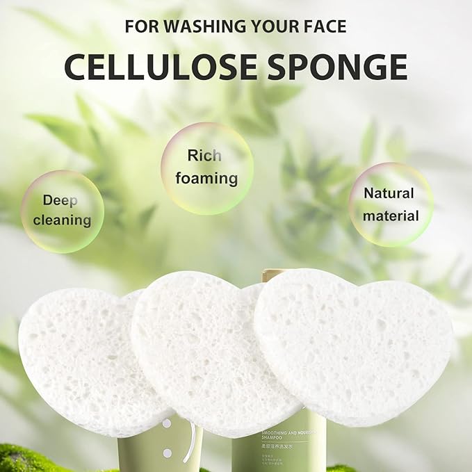 50-Count Facial Sponges Compressed, 100% Natural Cellulose Face Sponge Professional Cosmetic Spa Sponges for Face Cleansing, Exfoliating Mask, Makeup Removal for Travel and Home, White+Pink