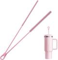 Silicone Straw Cleaner Brush - 2 Pcs Straw Brush for Water Bottle Sippy Cup Tubes Glass Straws, Reusable Bendable and Dishwasher Safe