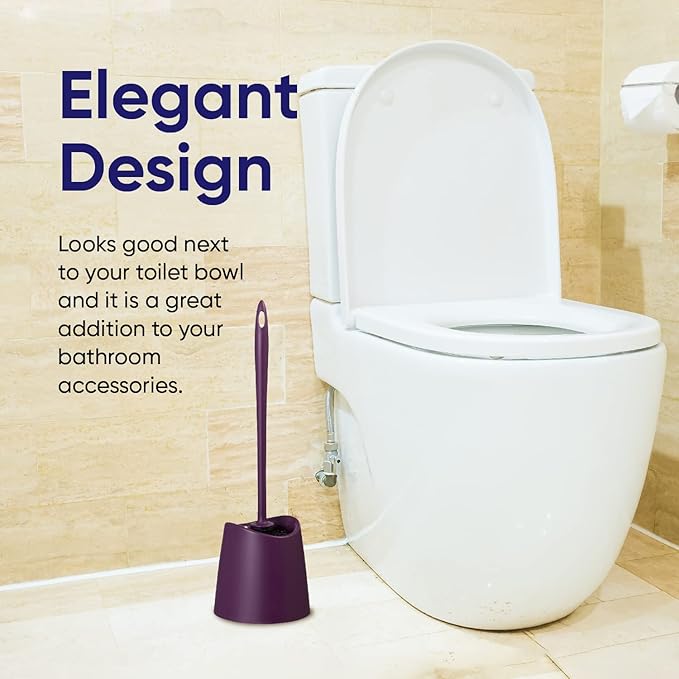 Toilet Brush Cleaner and Holder Purple 3 Pack Toilet Bowl Cleaner Brush with Scrubbing Wand, Brush and Storage Caddy for Easy Bathroom Cleaning