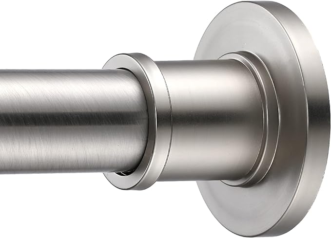 BRIOFOX Industrial Shower Curtain Rod - Rustproof Non-Slip 43-72 Inch 304 Stainless Steel Tension Curtain Rod for Window or Bathroom, Brushed Nickel