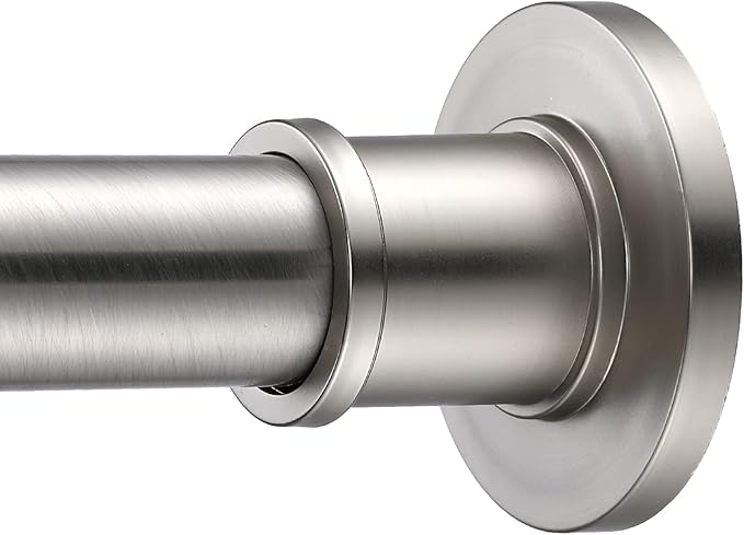 BRIOFOX Industrial Shower Curtain Rod - Rustproof Non-Slip 27-43 Inch 304 Stainless Steel Tension Curtain Rod for Window or Bathroom, Brushed Nickel
