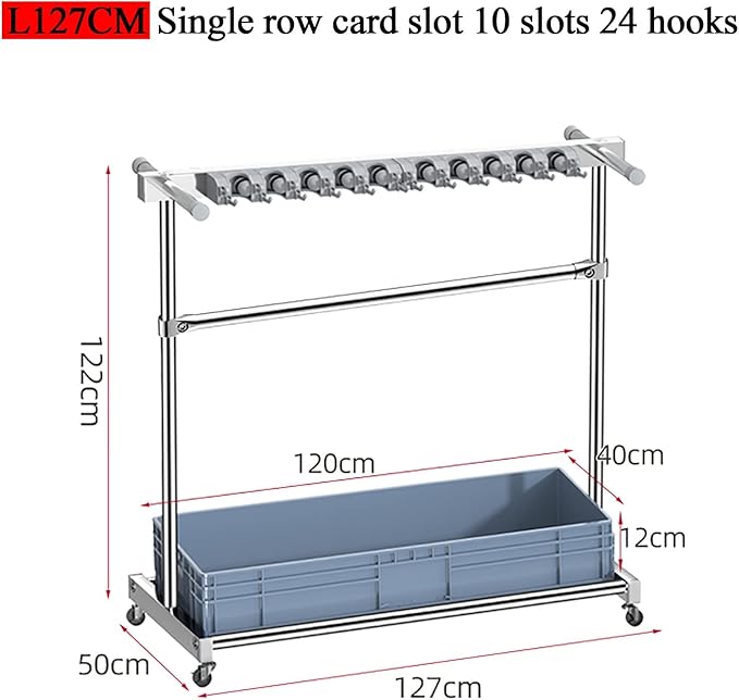 Movable Mop Broom Holder Put Wet Mops Floor Standing Cleaning Tool Rack Stainless Broom Holder Organizer Garden Tool Storage Umbrella Stand For Schools Factori,Gray,L67C