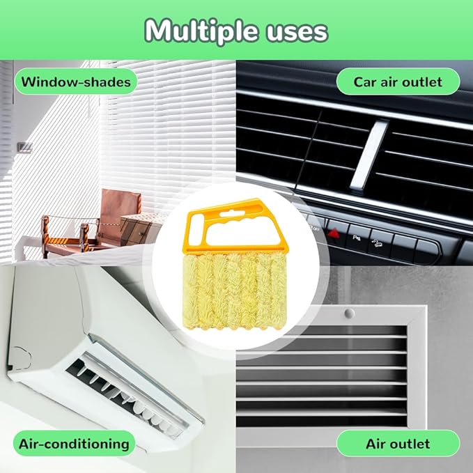 4PC Blind Cleaner Duster Tool, 2025 Upgrade Window Venetian Microfiber 7 Finger Duster Brush Dusting Cleaner Tools for Window Shutters Air Conditioner Vinyl Wood Blinds with 4 Cloth Cover (B)