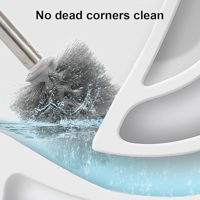 Toilet Brush and Holder Set with Fine Seam Brush, Toilet Bowl Brush Head with Ventilated Holder, Wall Mounted Toilet' Scrub Brushes Set for Bathroom Deep Cleaning(Color:White Grey)