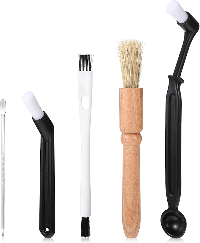5 Pcs Coffee Brush Set Professional Espresso Brushes Kit Includes Wooden Coffee Grinder Machine Cleaning Brushes Nylon Espresso Brush Coffees Machine Group Head for Barista Home Kitchen Machines Wash