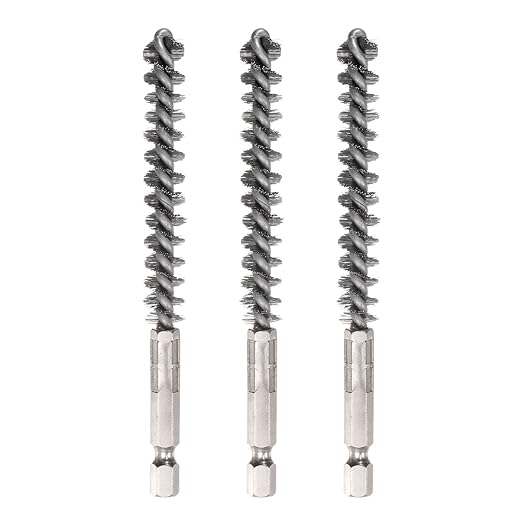 HARFINGTON 3pcs Stainless Steel Bore Brush 10mm Dia Cleaning Wire Brush with Handle 1/4 Inch Hex Shank for Tubes, Ports, Bearings