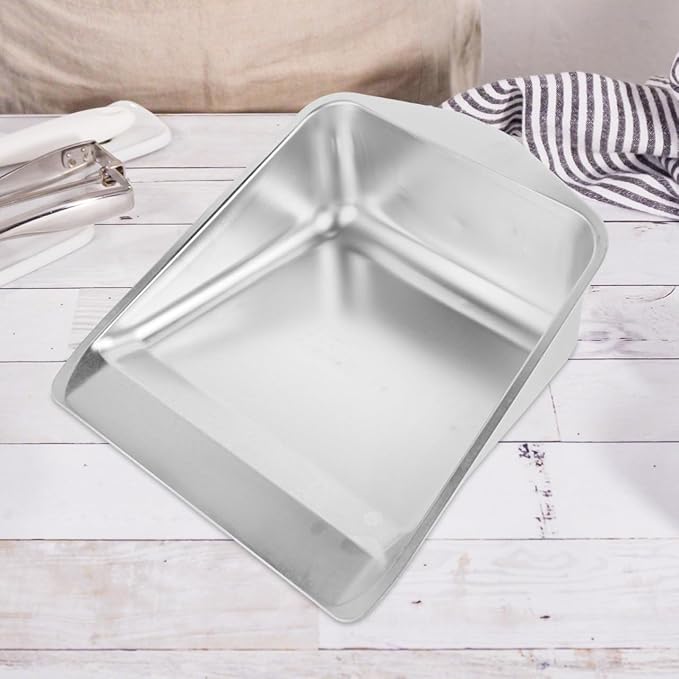 Stainless Steel Handheld Dust Pan Heavy Duty Metal Dustpan Multi Functional Garbage Shovel for Indoor Outdoor Floor Desk Cleaning 11.53X10.23X3.93 Inches