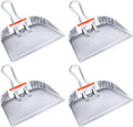 4 Pack Heavy Duty Metal Dustpan Large Wide Dust Pans for Household Handheld Wide Scooper and Debris Cleaning Tool Ideal for Home and Commercial Use(Grey,12 Inch)