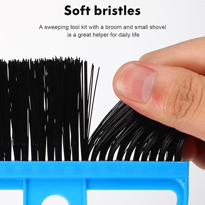 Healifty Mini Broom and Dustpan Set Small Handheld Sweeper Combo with Hanging Holes for Home Office Car Sofa and Pet Cage Cleaning Compact Cleaning Tool 7.67X5.11X1.02 Inches