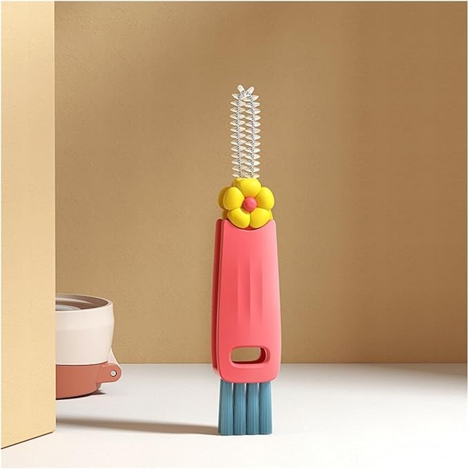 3 in 1 Cup Lid Cleaning Brush, 2025 New Crevice Brush, Straw Cleaner, for Sealed Food Storage Containers With Lids (1, Red)