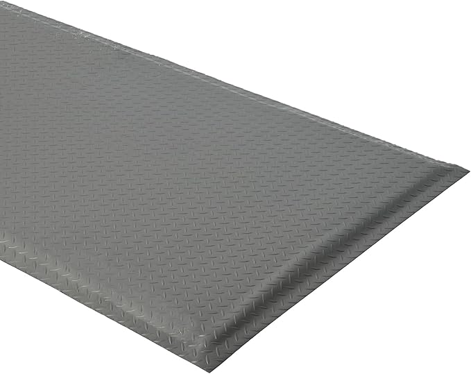 2 x 7 FT Anti Fatigue Mats Industrial 15/16 Inch Thick Soft Sponge Ergonomic Mat Durable Heavy Duty Diamond Plate for Standing Non Slip Industrial Grade Floor Mat for Leg & Back Pain (Gray)