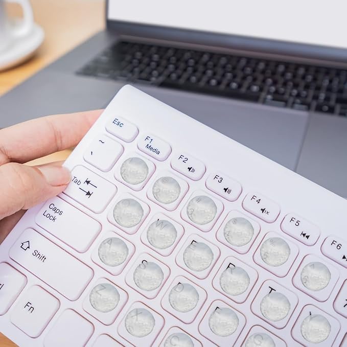 72 Pcs Raised Keyboard Sticker for Long Nails, with cleaning brush, Adhesive Keycap Riser for Nail Art Protective Keycap Bubbles Silicone Sticky Pad Suitable for Tying and Gaming, Hemispherical