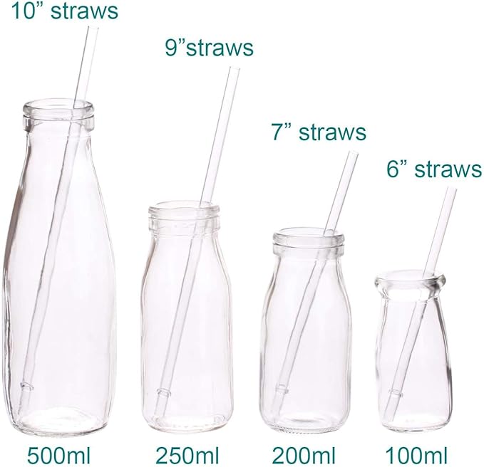 DAKOUFISH 6 Inch Reusable Clear Plastic Drinking Straws for Short Mini 6 oz-8 oz Mason Jar Tumblers,Set of 12 Pcs Straws with Cleaning Brush (6inch, 7color)