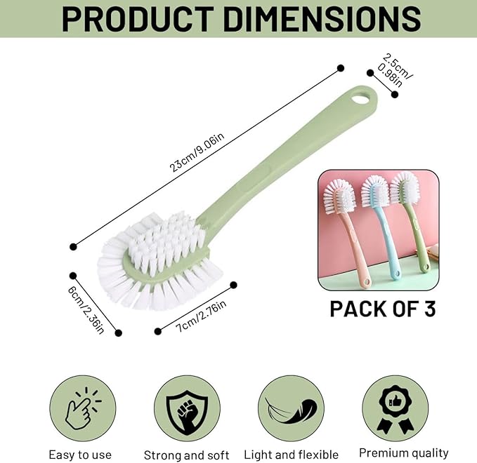 Scrub Brush for Shoes & Sneakers - Double Sided Cleaning Brush, 3 Color Pack