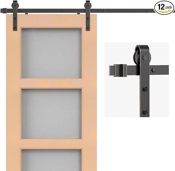 ORB Oil Rubbed Bronze Sliding Barn Door Hardware Kit with 5.5FT Track/Rail Brushed Antique Bronze