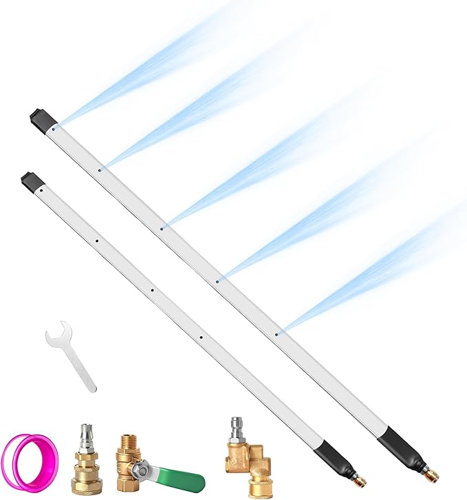 40" & 24" Radiator Cleaning Wand 2-Piece Set - 4500 PSI Stainless Steel Dual Water/Air Radiator Cleaner with Quick Connect Adapter & Nozzle Tips for Cars, Trucks, RVs, Heavy Equipment