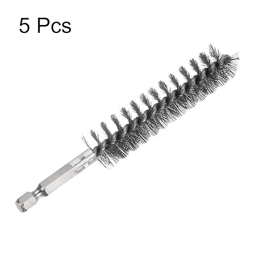 HARFINGTON 5Pcs Bore Brush Stainless Steel 18mm Dia Cleaning Twisted Wire Brush Tube Pipe Cleaner with Handle 1/4 Inch Hex Shank for Tubes, Ports, Bearings