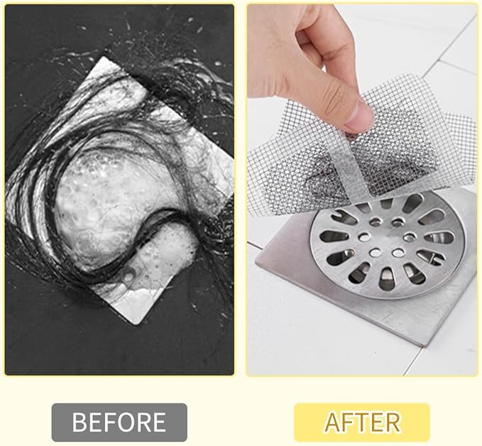 Disposable Shower Drain Hair Catcher, Disposable Hair Drain Stickers Drain Mesh Cover Bathroom Shower Drain Protector for Bathroom Laundry Kitchen Sink for Human and pet Hair (100)